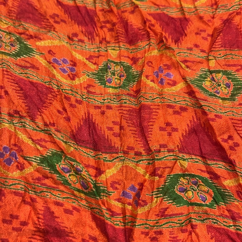 Green Sewn kimono, orange/gold/green, beautiful crepe size “2” 75% recycled silk - Picture 5 of 7